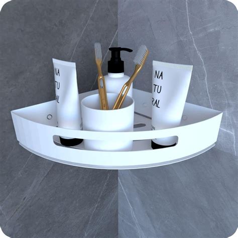 Suporte Para Banheiro - Suporte Porta Shampoo Para Banheiro De Canto Inox Branco | MadeiraMadeira