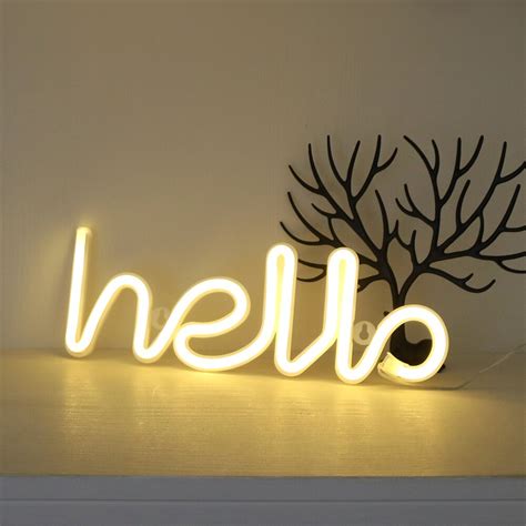 Led Neon Light Hello Wall Art Sign Lights Bedroom Grandado