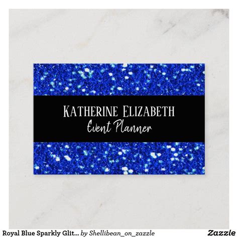 Royal Blue Sparkly Faux Glitter Look Event Planner Business Card