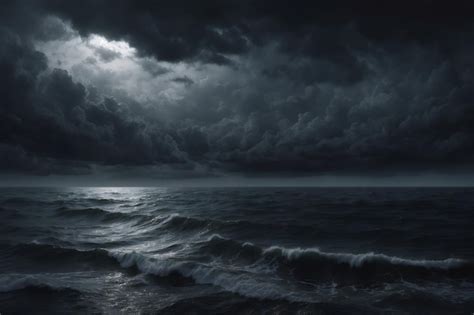 Premium Photo Dark Storm Clouds Over The Sea Calming Waves At Sea