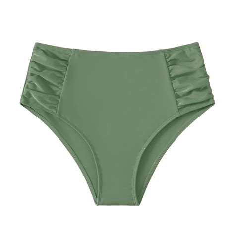 Arnsht Women S High Waisted Bikini Bottom Tummy Control Ruched Bathing Suit Solid Soft