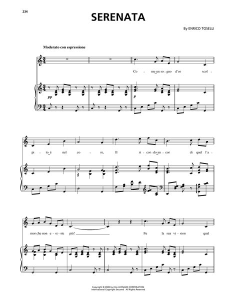 Serenata By Enrico Toselli Sheet Music For Piano Vocal And Guitar Chords