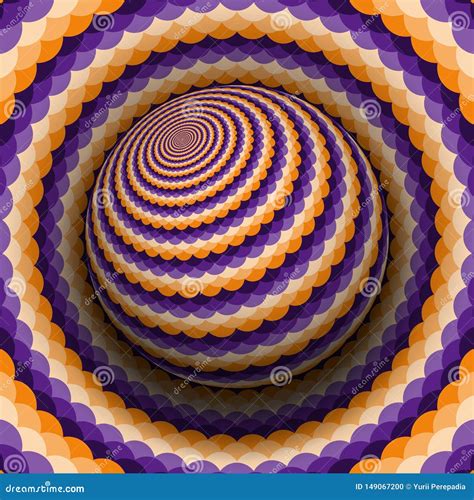 Optical Illusion Hypnotic Vector Illustration Purple Orange Wavy