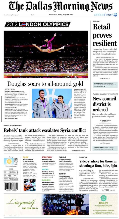 Newspaper Dallas Morning News (USA). Newspapers in USA. Friday's