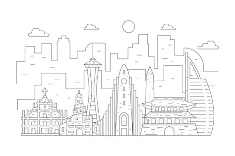 Skyline Outline Vectors And Illustrations For Free Download