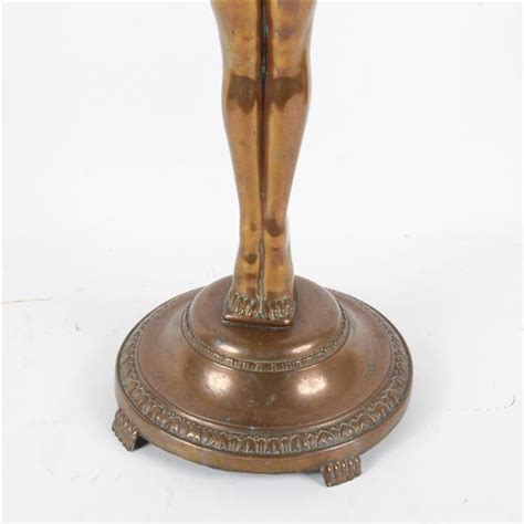 Lot Art Deco Nude Lady Figural Floor Standing Ashtray With Copper Finish Unmarked Nuart Or