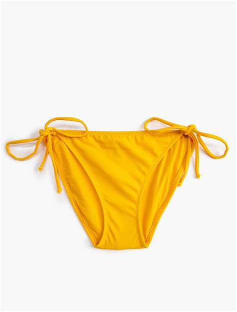 Sarı Kadın Basic Bikini Altı Normal Bel Yanları Bağlama Detaylı