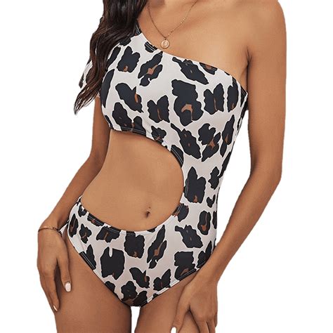 Trajes De Ba O De Un Hombro Para Mujer Bikini De Una Pieza Con Corte En La Cintura Y Lazo