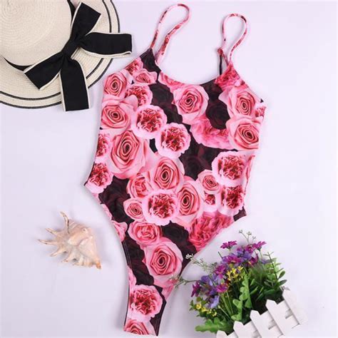 Sexy Women S Swimsuit One Piece Red Rose Big Flower Sexy Bikini On Luulla