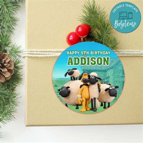 Shaun The Sheep Circle Sticker Template Customizable Diy