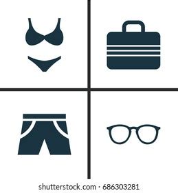 Season Icons Set Collection Spectacles Bikini Stock Vector Royalty Free Shutterstock