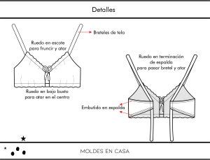 Conjunto Corpiño Frunce Tanga clásica bikini Moldes en casa