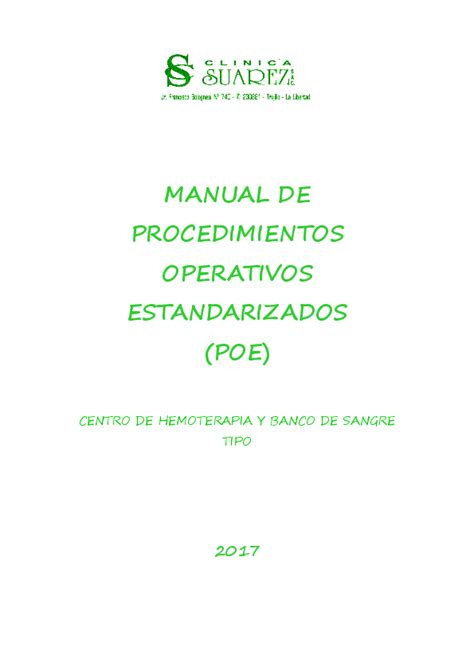 Doc Manual De Procedimientos Operativos Estandarizados Poe Centro