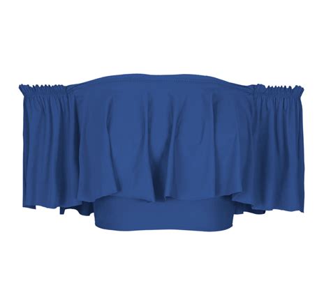 Blaues schulterfreies Bade Crop Top gerüscht Soutien Denim Babado Bikini BRASIL Shop