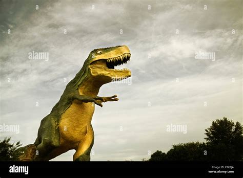 Dinosaur outside Museum in Drumheller, Alberta Stock Photo - Alamy