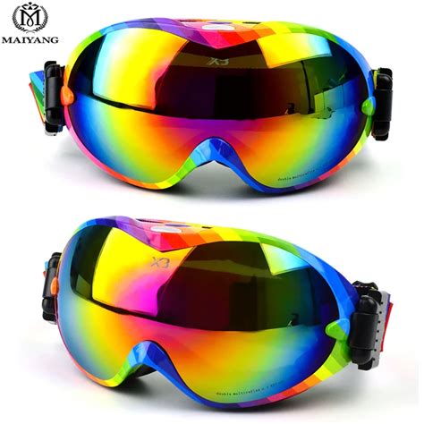 Outdoors Multicolor Snowboard Goggles Professional Ski Goggles Men Large Spher Double Uv400 Anti