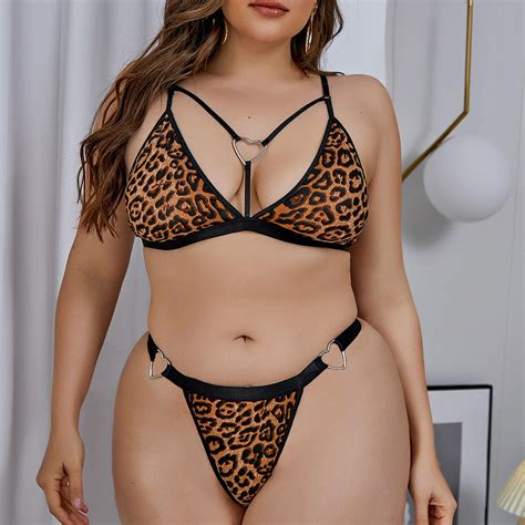 Wholesale Custom Leopard Print Plus Size Lingerie For Fat Woman Sexy Lingerie Lingerie Set And