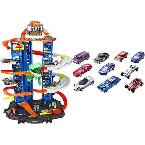 Hot Wheels City Super Dino Robot Garage avec T Rex pour contenir Jusquà 100 Petites Voitures