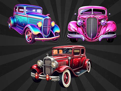 Classic Hot Rod Png Clipart Bundle Muscle Car Decal Low Rider Digital Image Hotrod