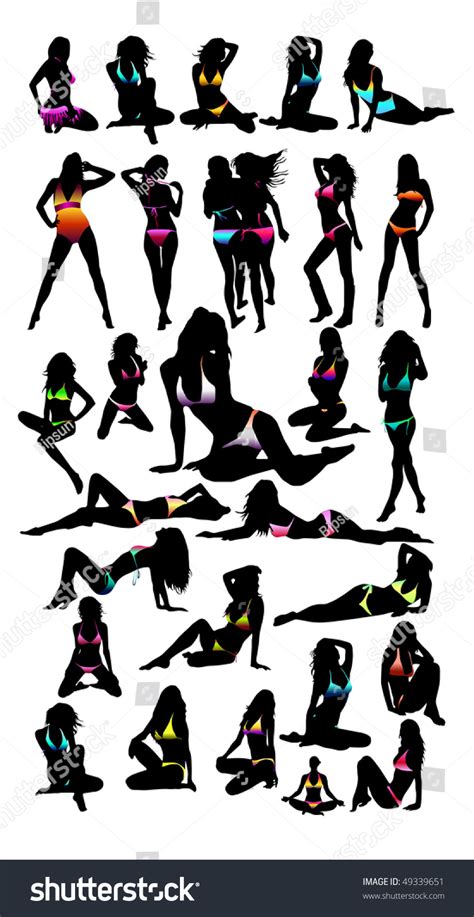 New Set Bikini Girls Silhouette Vector Stock Vector Royalty Free Shutterstock