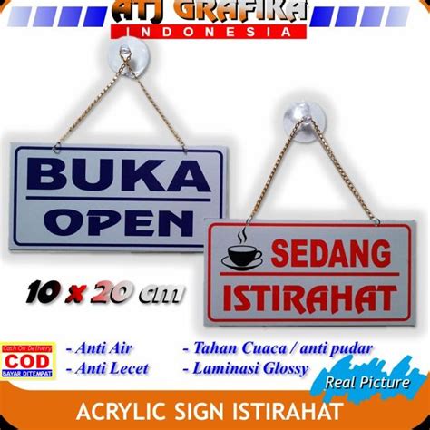 Jual Acrylic Papan Petunjuk Sedang Istirahat Tulisan Pintu Toko Kantor