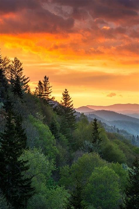 Sunrise Over The Great Smoky Mountains National Park North Carolina