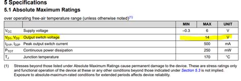 SN6505A-Q1: Minimum specification of 'output switch voltage ...