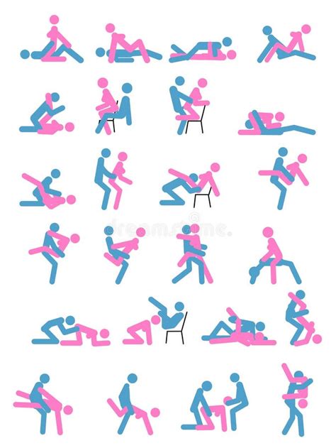 Cartoon Different Sex Poses Or Position Couple Set Concept Of Passion Erotic Flat Design Style