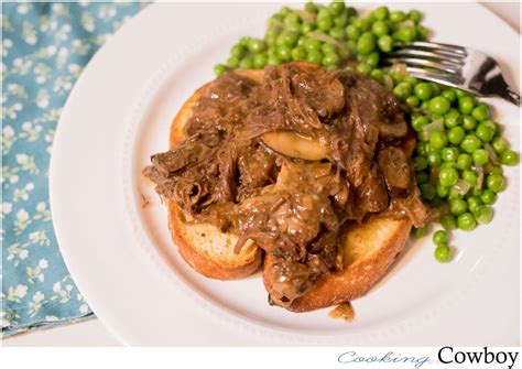 Open Faced Hot Beef Sandwich Cooking With The Cowboy