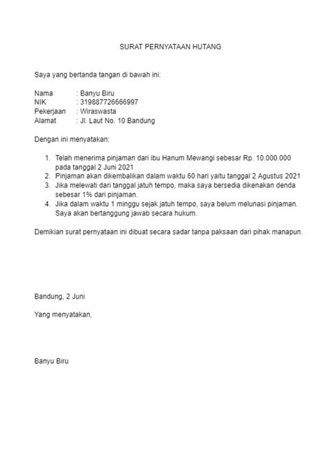 Surat Pernyataan Bayar Hutang Homecare24