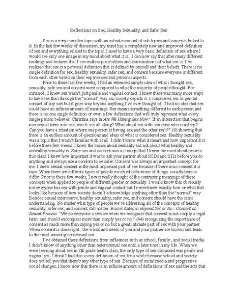 Wgspaper Grade B Reflections On Sex Healthy Sexuality And Safer Sex Sex Is A Very