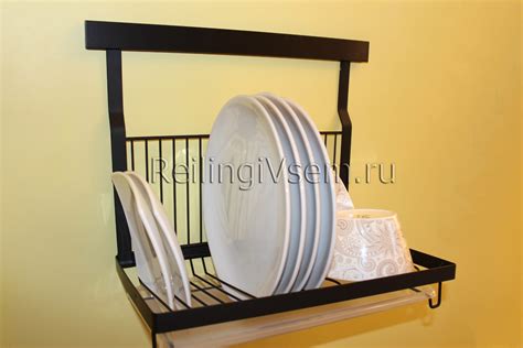 Полка (сушилка) для тарелок складная, черный матовый