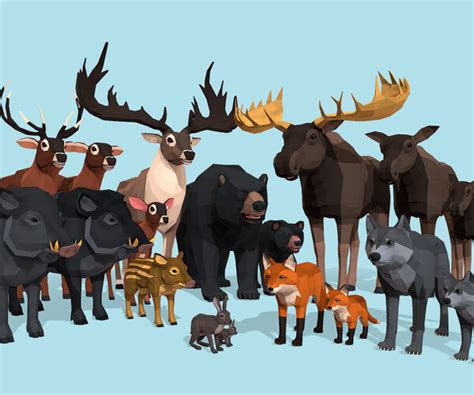 Artstation Lowpoly Forest Animals Pack Game Assets