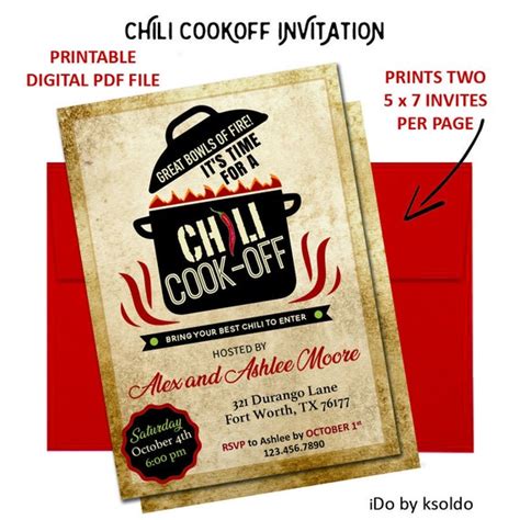 Chili Cook Off Invitation Chili Cook Off Invite Chili | Etsy