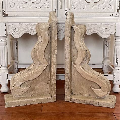 Large Wood Rustic Farmhouse French Country Corbel Set Of Two Etsy In