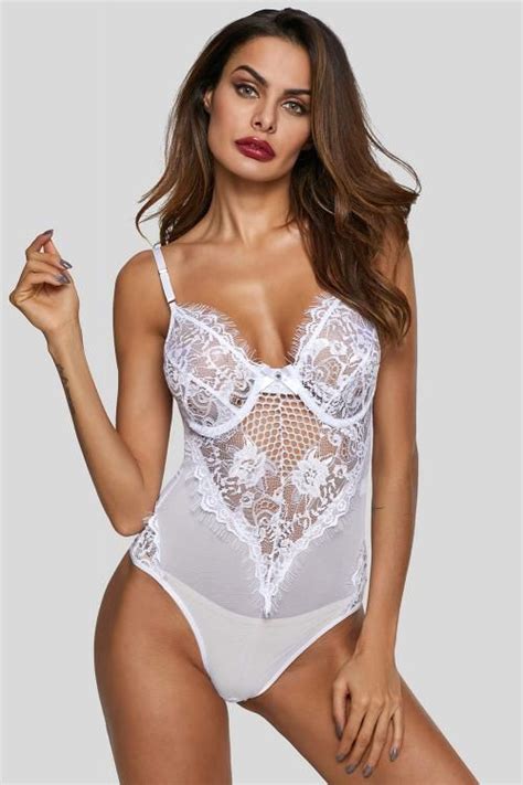 White Sheer Mesh Lace Cupped Teddy Lingerie Artofit