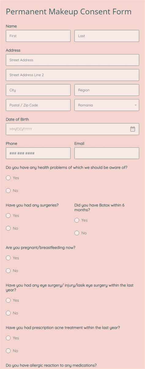Makeup Consultation Form Examples