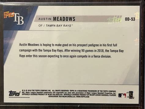 2019 Topps Now OD 53 Austin Meadows Tampa Bay Rays EBay