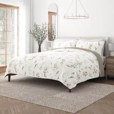 Casual Comfort Leaves Reversible Quilt Set Color Latte JCPenney