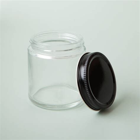 4 Oz Clear Glass Jar With Black Lid Bramble Berry