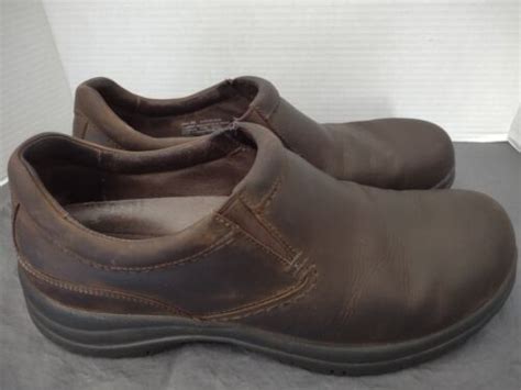 Mens Dansko Wynn Brown Leather Slip On Loafer Shoes Slip Resistant