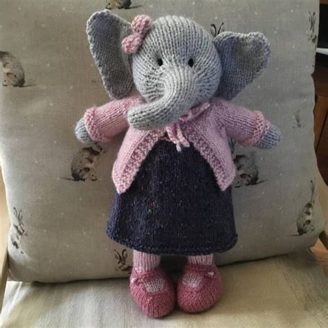 Knitted Elephant Knitted Toy Girls T Etsy Teddy Bear Knitting