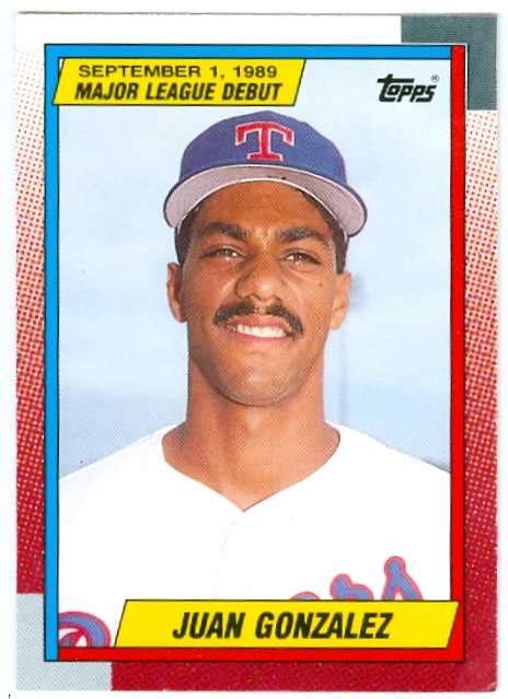 Juan Gonzalez baseball card 1989 Topps Debut #43 (Texas Rangers) Rookie Card