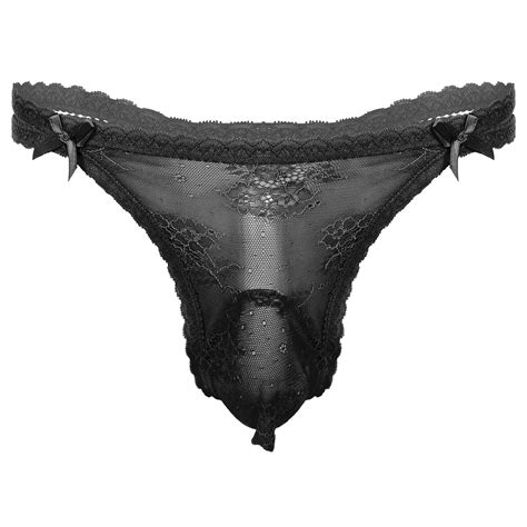 Hommes Lingerie Sissy Culotte Transparente En Dentelle Bretelles Tongs Slips Culottes Renflement