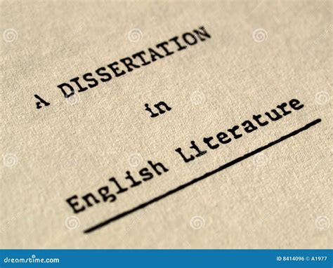 A Dissertation In English Literature Stock Photo Image Of School