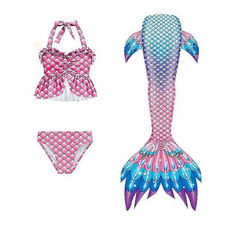 stk sæt Piger Havfruehale Badedragt Børn Havfrue Ariel Cosplay Kostume Fantasy Strand Bikini
