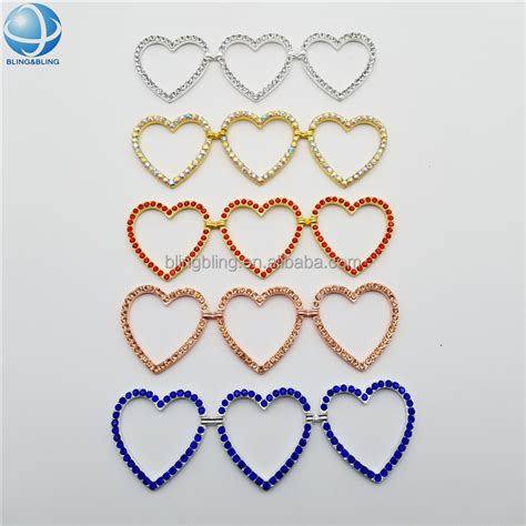 Hot Selling Rose Gold Heart Bikini Connector Rhinestone Buckle Swimwear