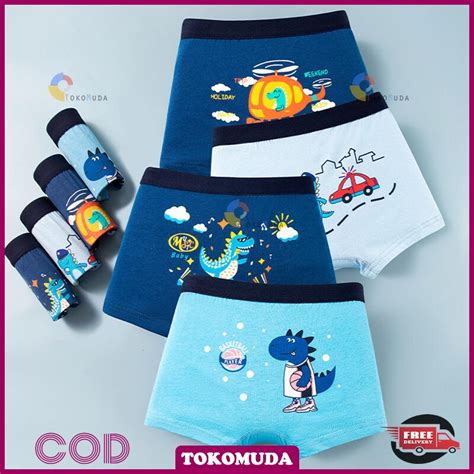 Jual Tomu 2 10 Tahunkatun Murni Celana Dalam Boxer Anak Cd Celana