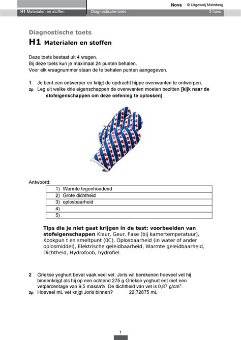 Nova Sk H H Diagnostische Toets Nova H Materialen En Stoffen