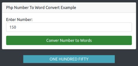 Php Number To Word Convert Example | Words, Converter, One hundred fifty